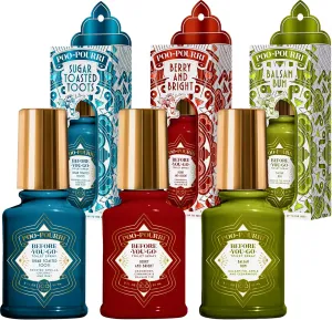 Poo-Pourri Toilet Spray, Holiday Pack Gift Set - Berry and Bright Balsam Bum and Sugar Toasted Toots Includes 3 2-Ounce Bottles