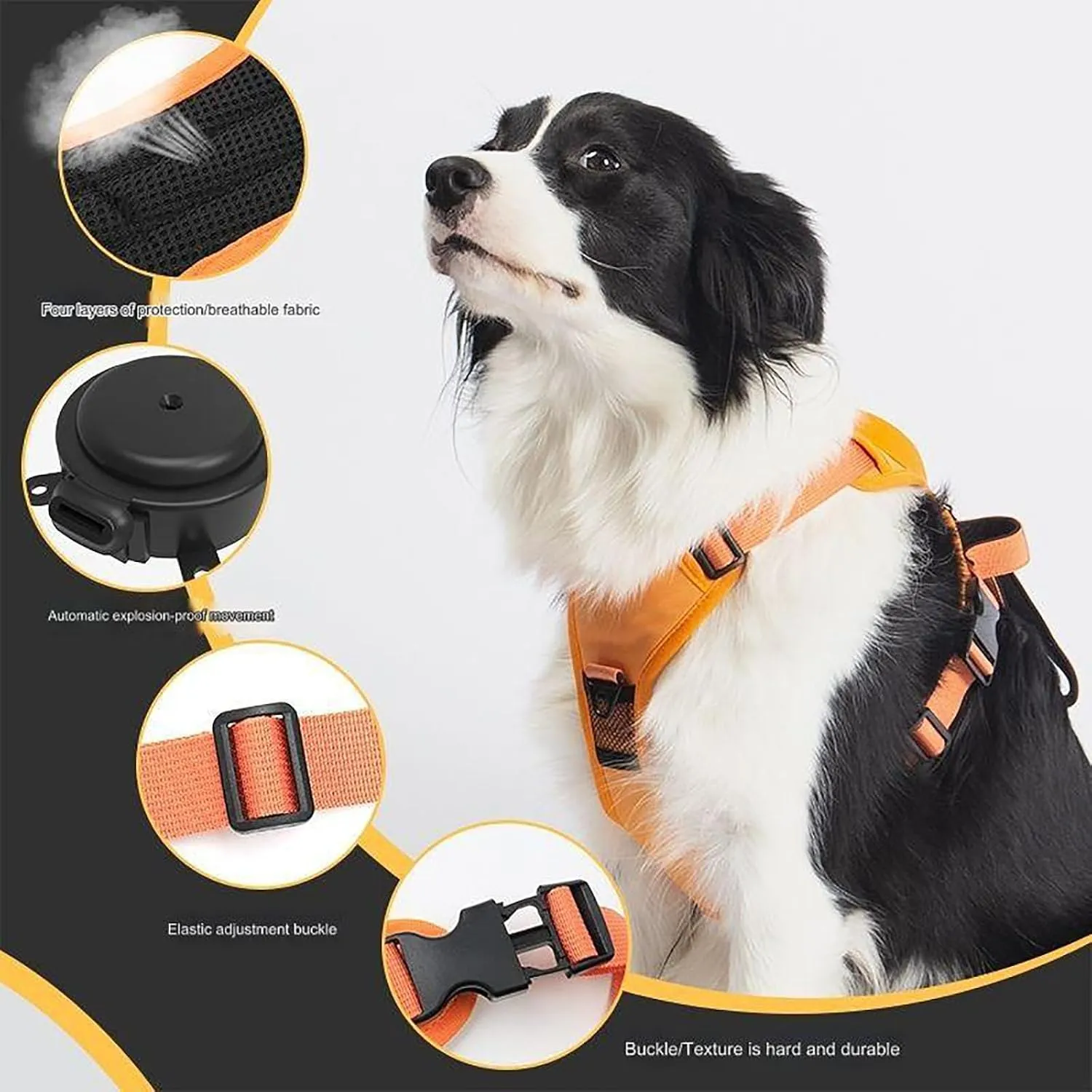 Poochbark 3 in 1 Dog Harness with Built-in Leash, Harness Lead Store, XL Retractable Dog Leash, Adjustable Dog Harness, with Built in Retractable Leash Auto-Lock & No-Pull Control (Blue, X-Large)