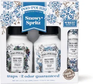Poo~Pourri Toilet Spray, Snowy Spritz Holiday Value Set, 3 Pack includes 2 Poo~Pourri 2 Oz   10mL, Gift Set
