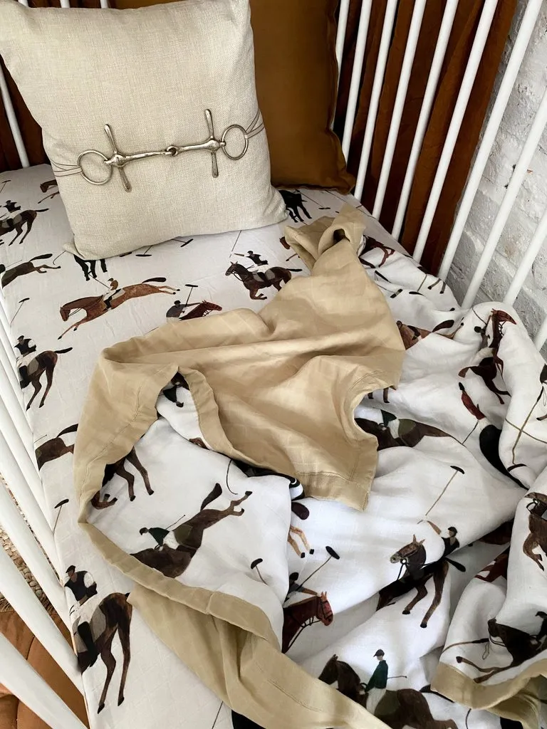 Pop Ya Tot - Cotton Muslin Cot Sheet - Polo Club