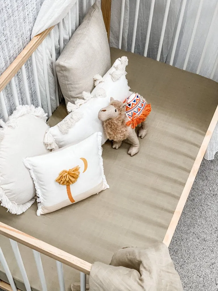 Pop Ya Tot - Cotton Muslin Cot Sheet - Sand Dune