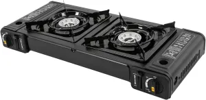 Portable 2-Burner Butane Stove - Auto Ignition Camping Burner for RV, Apartments, Outdoor Cooking