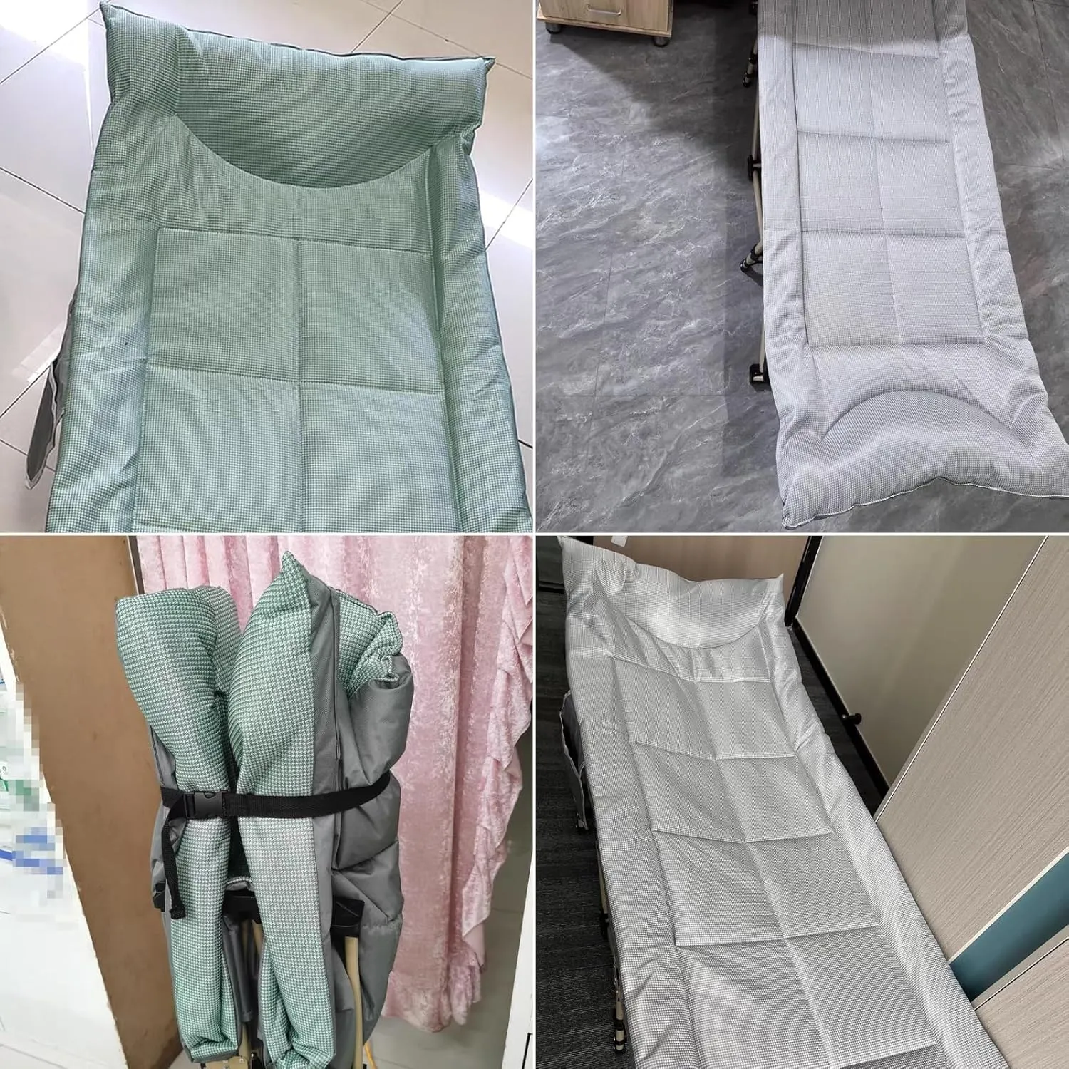 Portable Bed for Adults Travel, Ice Silk Fabric Comfortable Headrest Good Load-bearing, Folding Camping Cot with Mattress, for Home Outdoor Travel(Green,190 * 71CM), KAPBHNMNN-GREEN-190*71CM