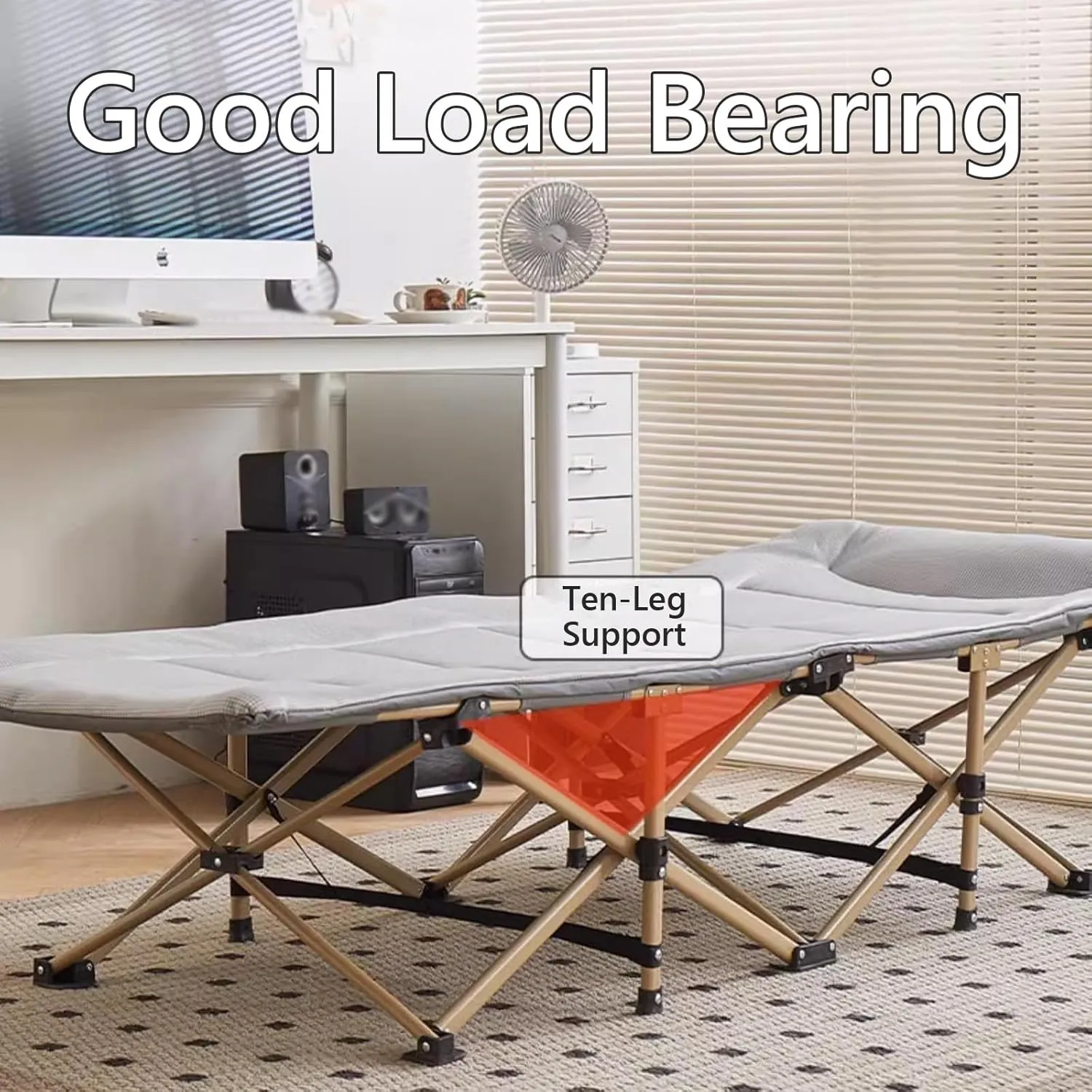 Portable Bed for Adults Travel, Ice Silk Fabric Comfortable Headrest Good Load-bearing, Folding Camping Cot with Mattress, for Home Outdoor Travel(Green,190 * 71CM), KAPBHNMNN-GREEN-190*71CM