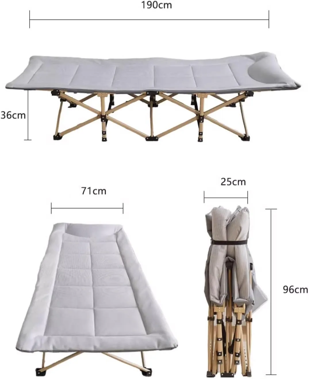 Portable Bed for Adults Travel, Ice Silk Fabric Comfortable Headrest Good Load-bearing, Folding Camping Cot with Mattress, for Home Outdoor Travel(Green,190 * 71CM), KAPBHNMNN-GREEN-190*71CM
