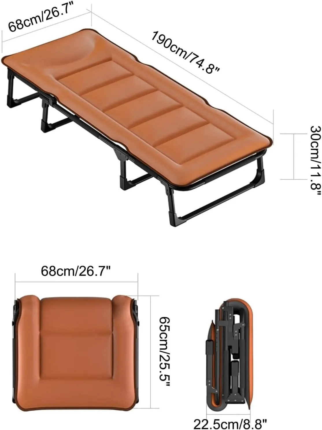 Portable Camping Cot 5-Position Adjustable Backrest Cots for Camping Load 440lb Camping Cots for Adults Portable Folding Bed
