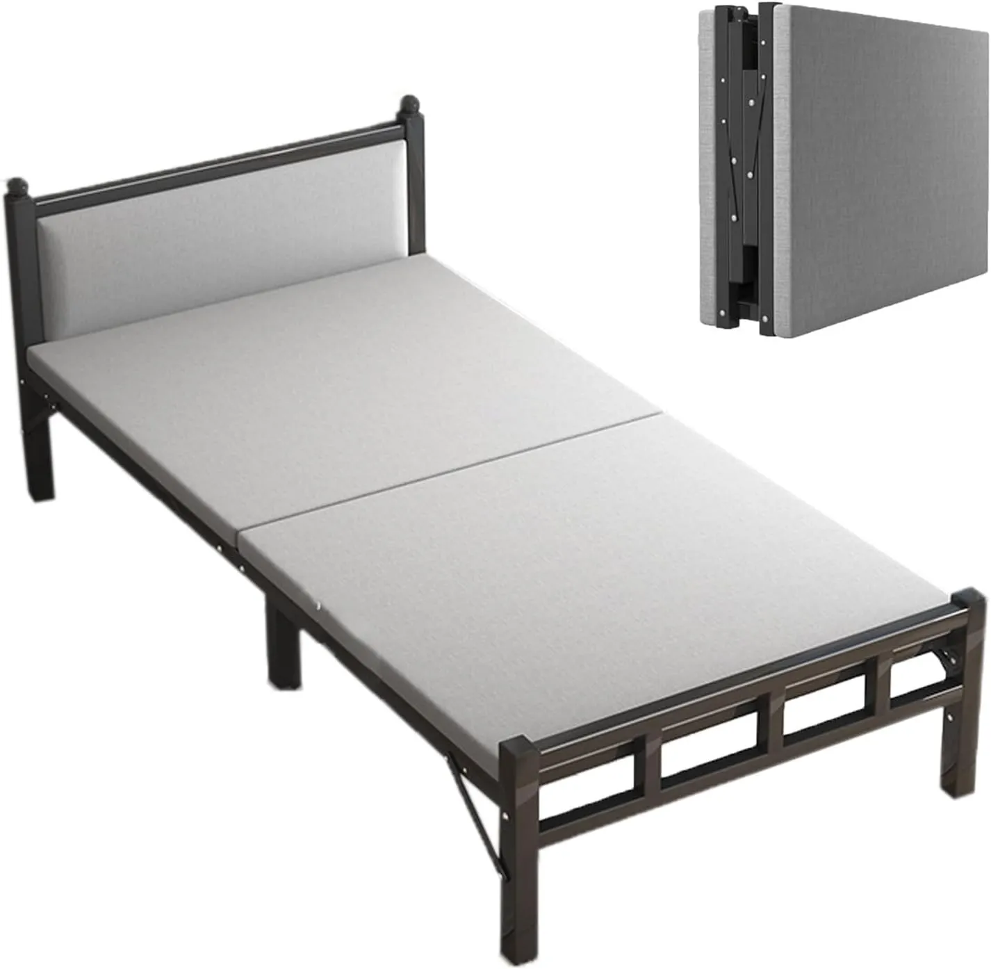 Portable Camping Cot, 600Ib max Load, Folding Cot for Outdoor Camping Office, Home nap, Sleeping Cot Thick Cotton pad(Black,190x77x100cm/75x30x39in)