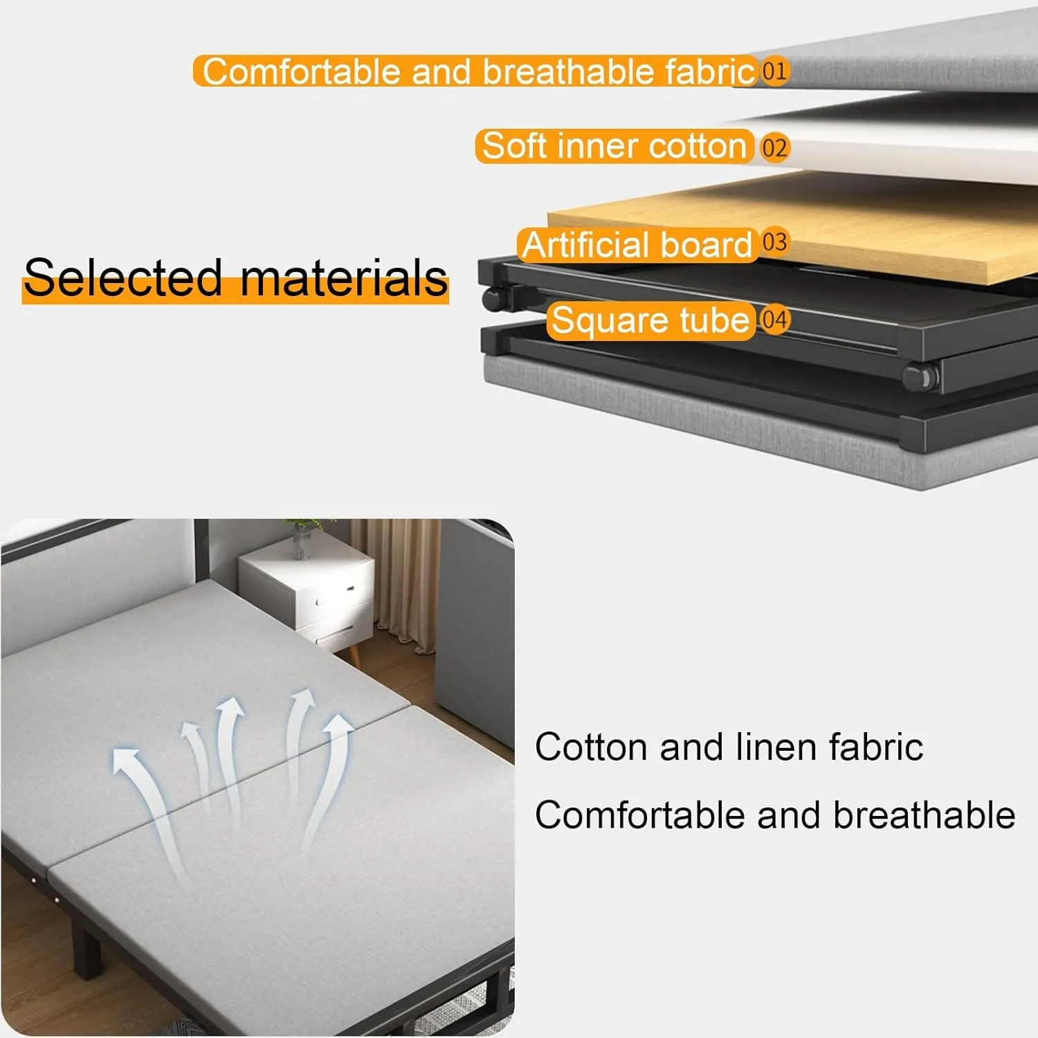 Portable Camping Cot, 600Ib max Load, Folding Cot for Outdoor Camping Office, Home nap, Sleeping Cot Thick Cotton pad(Black,190x77x100cm/75x30x39in)