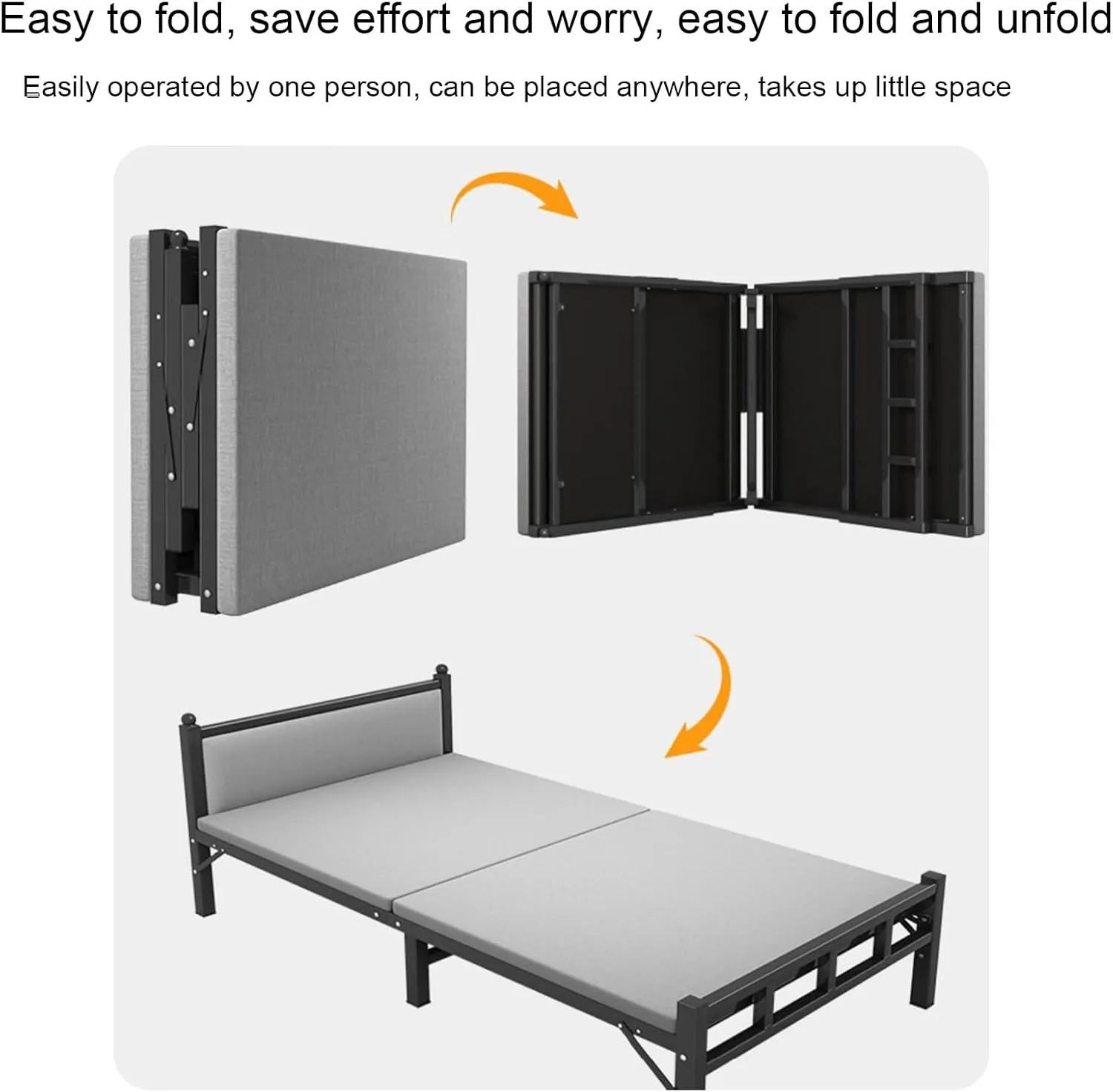 Portable Camping Cot, 600Ib max Load, Folding Cot for Outdoor Camping Office, Home nap, Sleeping Cot Thick Cotton pad(Black,190x77x100cm/75x30x39in)