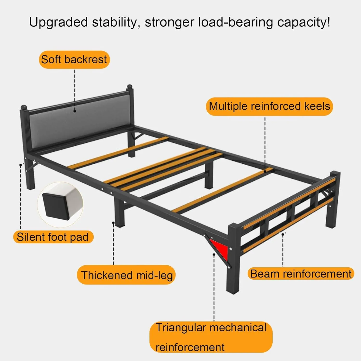 Portable Camping Cot, 600Ib max Load, Folding Cot for Outdoor Camping Office, Home nap, Sleeping Cot Thick Cotton pad(Black,190x77x100cm/75x30x39in)