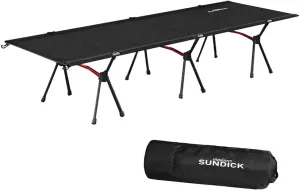 Portable Camping Cot with Adjustable Legs - Lightweight Aluminum Alloy Bed for Hiking, Backpacking, Beach Relaxation, and Outdoor Adventures