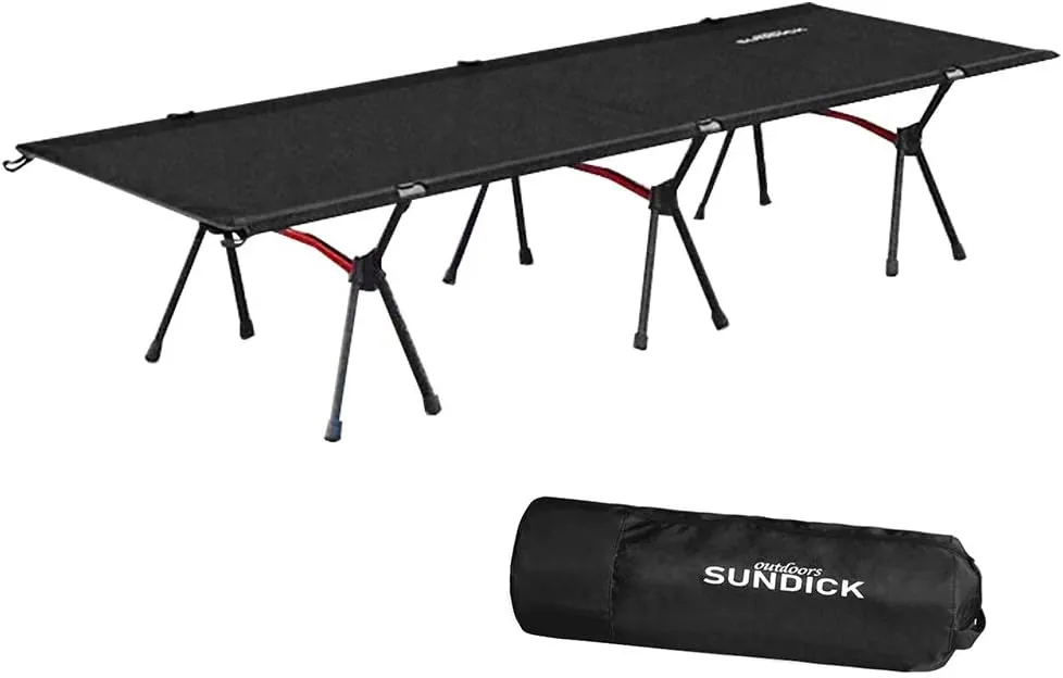 Portable Camping Cot with Adjustable Legs - Lightweight Aluminum Alloy Bed for Hiking, Backpacking, Beach Relaxation, and Outdoor Adventures