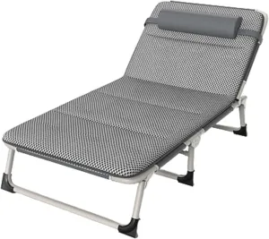 Portable Camping Cots 4-Level Adjustable Backrest Folding Camping Cot with Mattress Cot Load 441lbs Camping Cots for Adults
