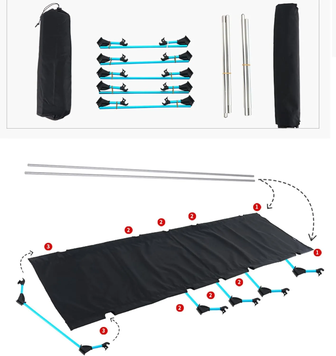 Portable Camping Fishing Hiking Bed Outdoor Beach Travel Sleep Fishing Cot Folding Bed for Outdoor Travel Backpacking