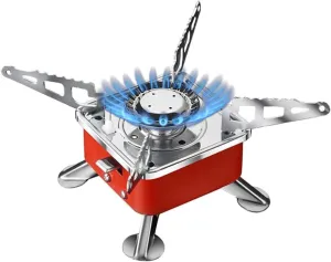 Portable Camping Gas Stove, Stainless Steel, Butane Burner, Folding Design with Storage Bag