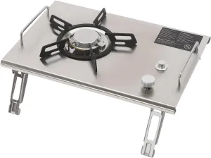 Portable Camping Stove, One Burner Propane Outdoor Camping Cooking Stove, Electronic Ignition Gas Stove 13,648 BTUs of Power for Camping, BBQ - Silver