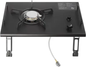Portable Camping Stove Table Folding Stove with Electronic Ignition Single-Burner Butane&propane Camp Stove with Carry Bag for Outdoor Cooking, Hiking, Camping (Black)
