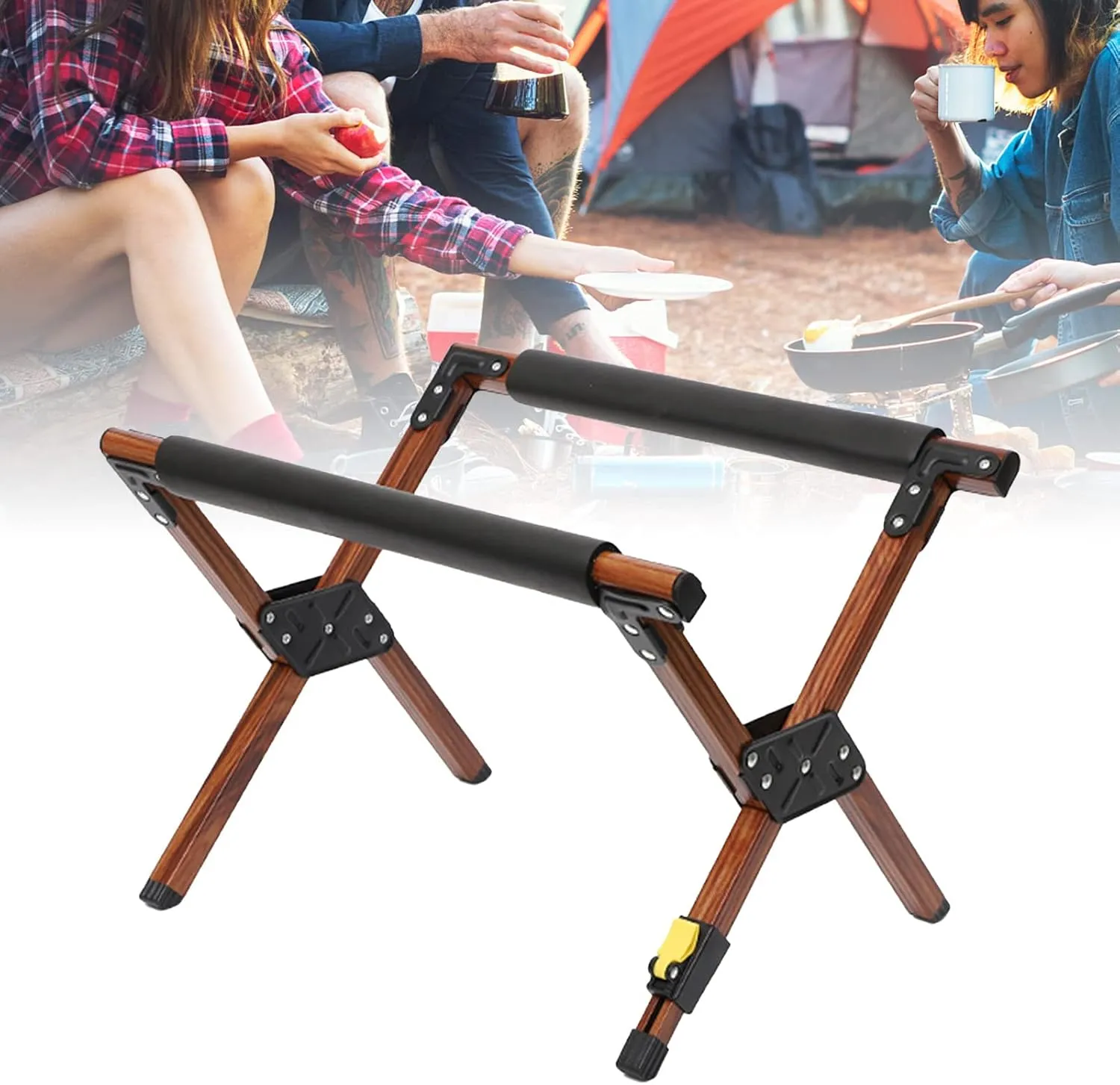 Portable Cooler Stand Frame Aluminum Alloy Adjustable Foldable Outdoor Camping Ice Box Holder, Lightweight and Convenient, with Adjustable Non Slip Base for Mountains, Forests, and