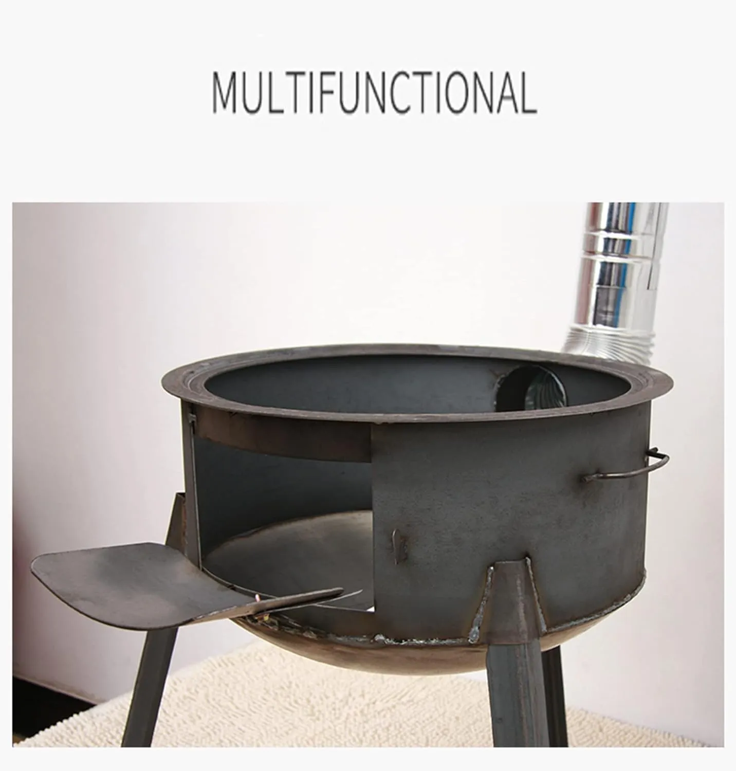 Portable Detachable Coal/wood Stove, Multi-function Heating And Cooking Cast Iron Stove, Mobile Indoor/outdoor Camping Stove,Portable with Chimney Pipe,BBQ,58CM