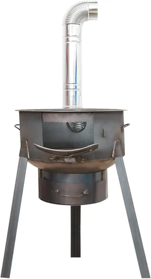 Portable Detachable Coal/wood Stove, Multi-function Heating And Cooking Cast Iron Stove, Mobile Indoor/outdoor Camping Stove,Portable with Chimney Pipe,BBQ,58CM