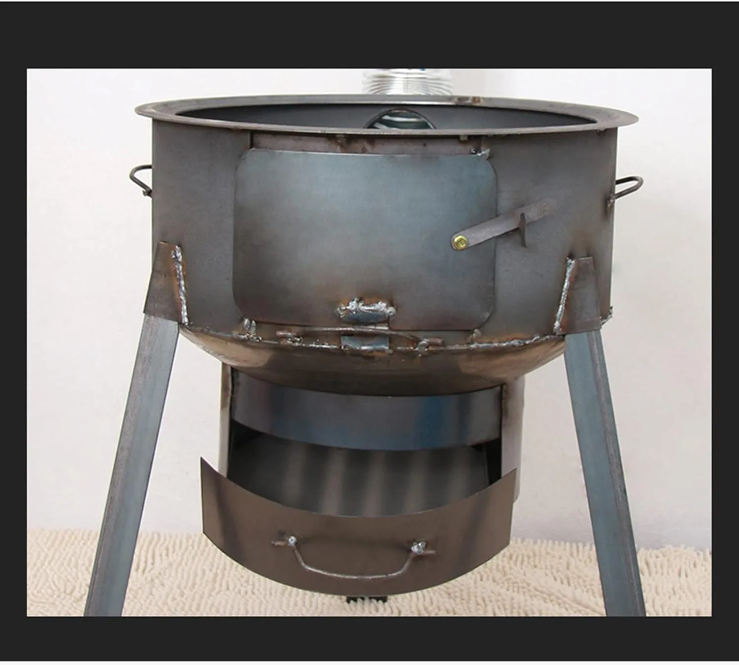 Portable Detachable Coal/wood Stove, Multi-function Heating And Cooking Cast Iron Stove, Mobile Indoor/outdoor Camping Stove,Portable with Chimney Pipe,BBQ,58CM