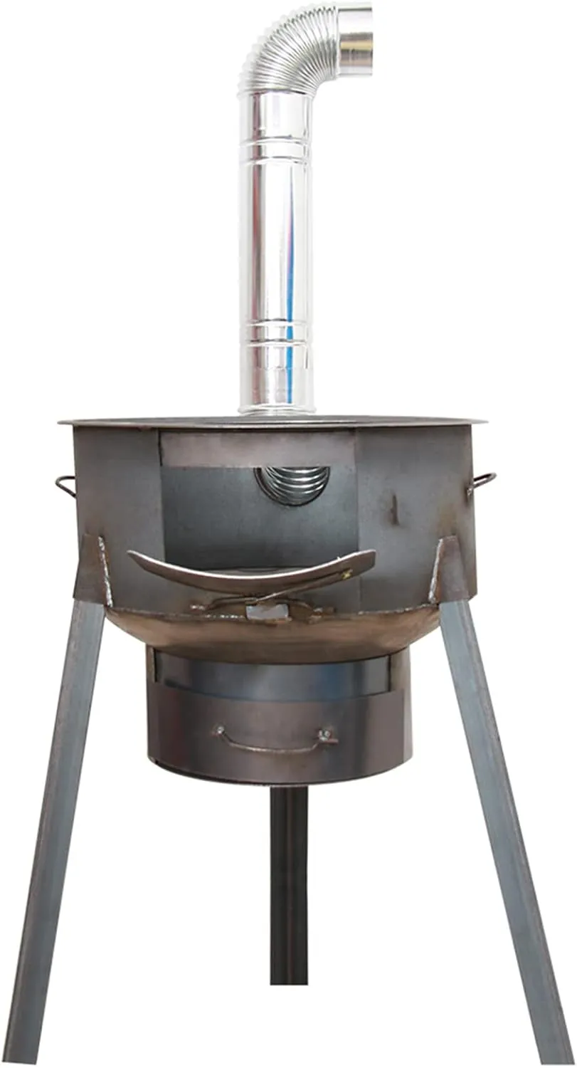 Portable Detachable Coal/wood Stove, Multi-function Heating And Cooking Cast Iron Stove, Mobile Indoor/outdoor Camping Stove,Portable with Chimney Pipe,BBQ,58CM