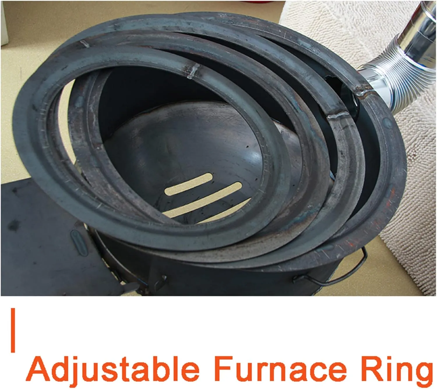 Portable Detachable Coal/wood Stove, Multi-function Heating And Cooking Cast Iron Stove, Mobile Indoor/outdoor Camping Stove,Portable with Chimney Pipe,BBQ,58CM