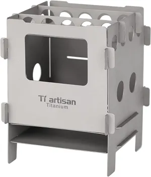 Portable Foldable Titanium Wood Burning Stove Pocket Stove Outdoor Camping Cooking Picnic Backpacking Stove