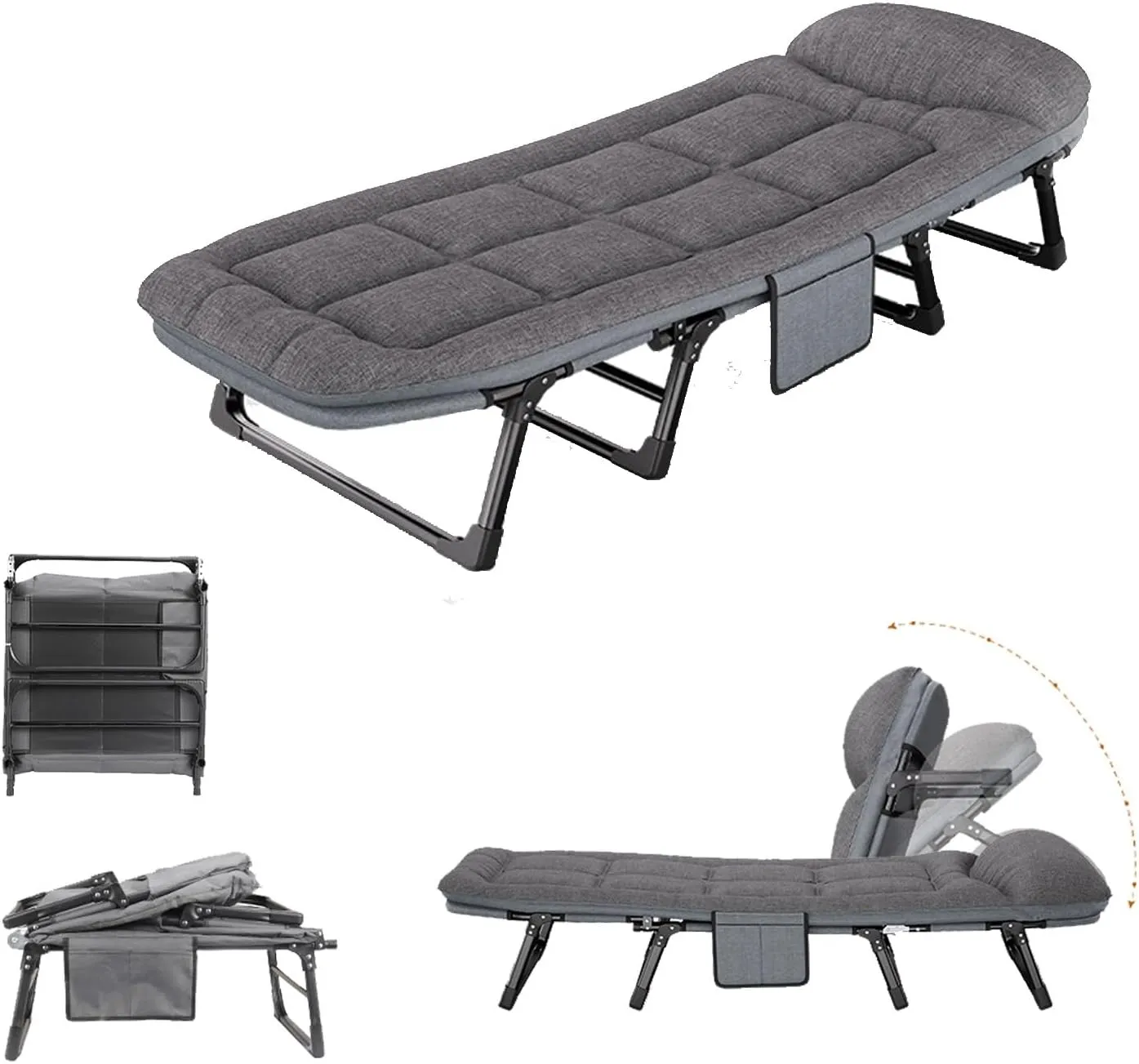 Portable Folding Adult Bed,Adult Folding Bed, Foldable Bed with Mattress Full Size, Comfortable and Breathable Sturdy Structure High Resilience Cotton, Folding Camping Cot, for Home Offic