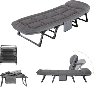 Portable Folding Adult Bed,Adult Folding Bed, Foldable Bed with Mattress Full Size, Comfortable and Breathable Sturdy Structure High Resilience Cotton, Folding Camping Cot, for Home Offic