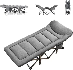 Portable Folding Adult Bed,Adult Folding Bed, Portable Folding Bed with Mattress, Good Load-Bearing Capacity Memory Headrest PP Cotton, Folding Camping Cot, for Home Office Nap Outdoor(Gr