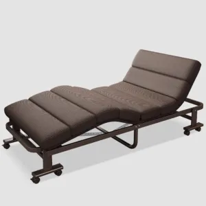 Portable Folding Adult Bed,Adult Folding Bed, XL, Folding Camping Cot for Adults, 4-Speed Adjustable Back, Heavy Duty Guest Bed with Wheels, Leg and Back Linkage Adjustment, Sleeping Cots