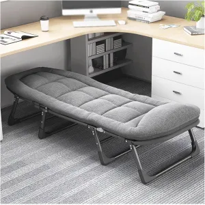 Portable Folding Adult Bed,Camping Cot Camping Cot for Adults, Tent Folding Cot for Sleeping, Adjustable Backrest, with Cushion and Pillow, for Office Nap and Beach Vocation (Color:Gray, Si