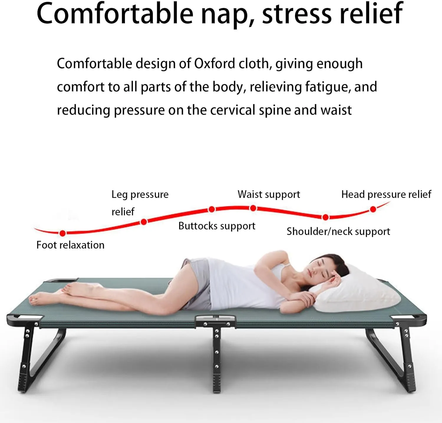 Portable Folding Adult Bed,Camping Cot Guest Folding Beds, Portable Sleeping Cots for Adults, Foldable Cot with Pillow, Heavy Duty Cot Bed 440 Lbs, 65cm Extra Wide Cots for Camping Bedro