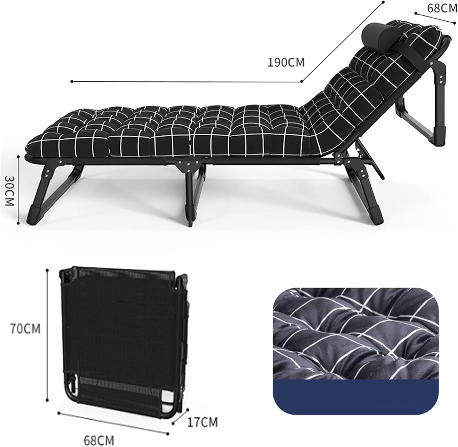 Portable Folding Adult Bed,Camping Cot Sleeping Cot with Pad and Pillow, Portable Folding Bed for Adults, Multi-Use Comfortable Camping Cots with Adjustable 4-Positions Enlarge Width Breat