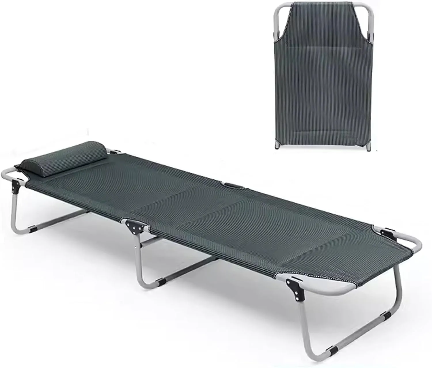 Portable Folding Bed for Adults Heavy-Duty with Pillow Support 331 lbs, Folding Camping Cot Bed Queen Double-Layer 600D Oxford Fabric, 183 X 60 X 30cm