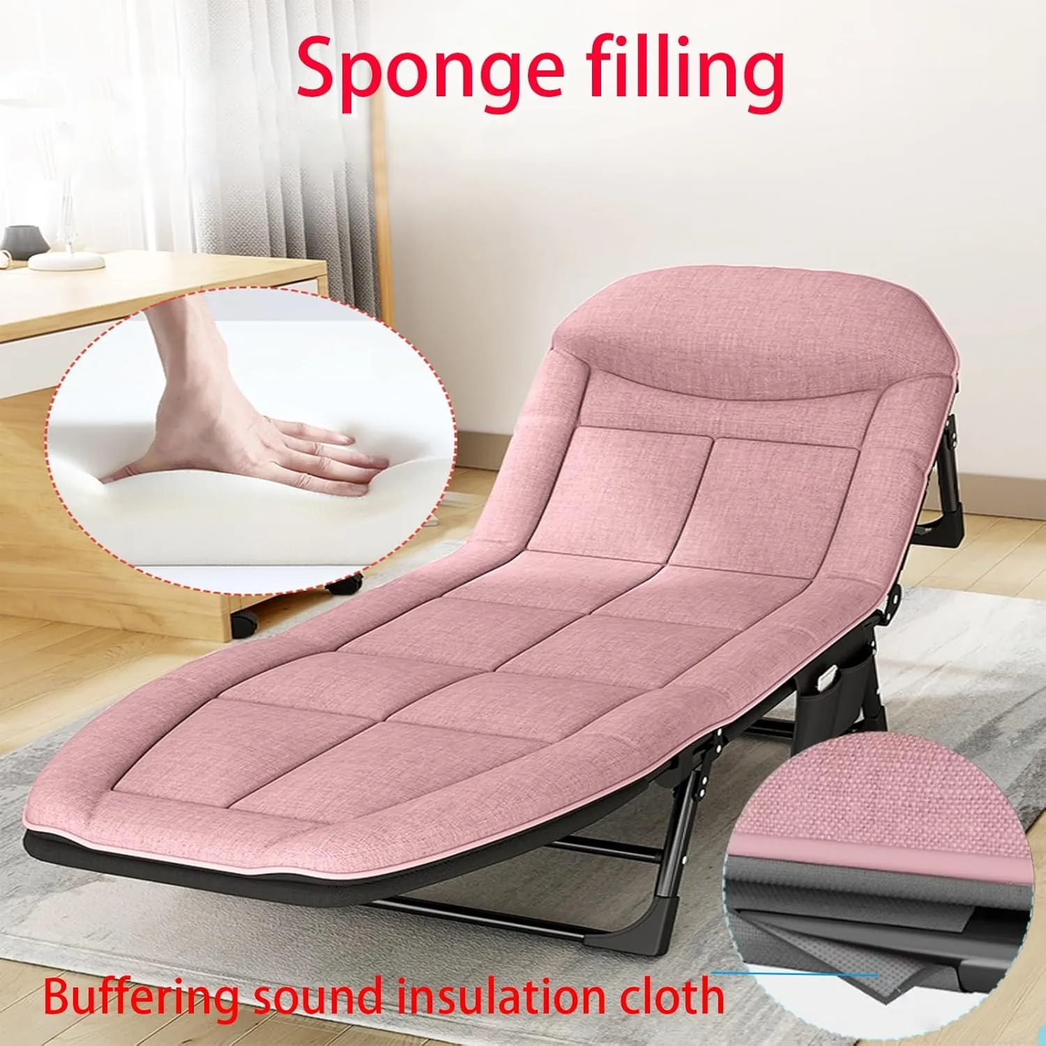 Portable Folding Bed for Lunch Break, Camping Cot Single Person Simple Guest Bed, Rollaway Cot with 5-Speed Adjustable Backrest and Memory Pillow for Home, Office, Patio(Gray,170 * 55 * 30cm)