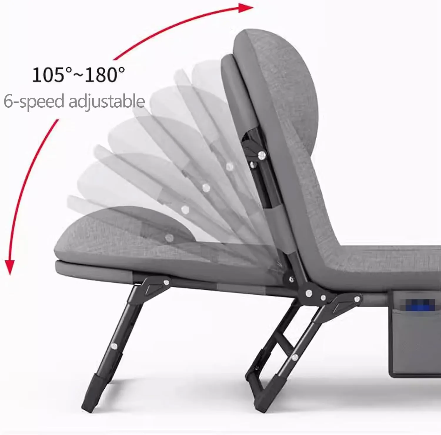 Portable Folding Bed with Mattress Six Adjustable Backrests Folding Camping Cot for Adults with 8 Legs and High Rebound Cotton Filling Perfect for Camping(Gray B,180 * 62 * 35c