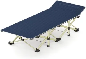 Portable Folding Camping Cot, Easy Setup with 10 Feet for Stability, Oxford Cloth Steel Bed for Outdoor and Indoor, 74.Navy Blue (Navy blue)