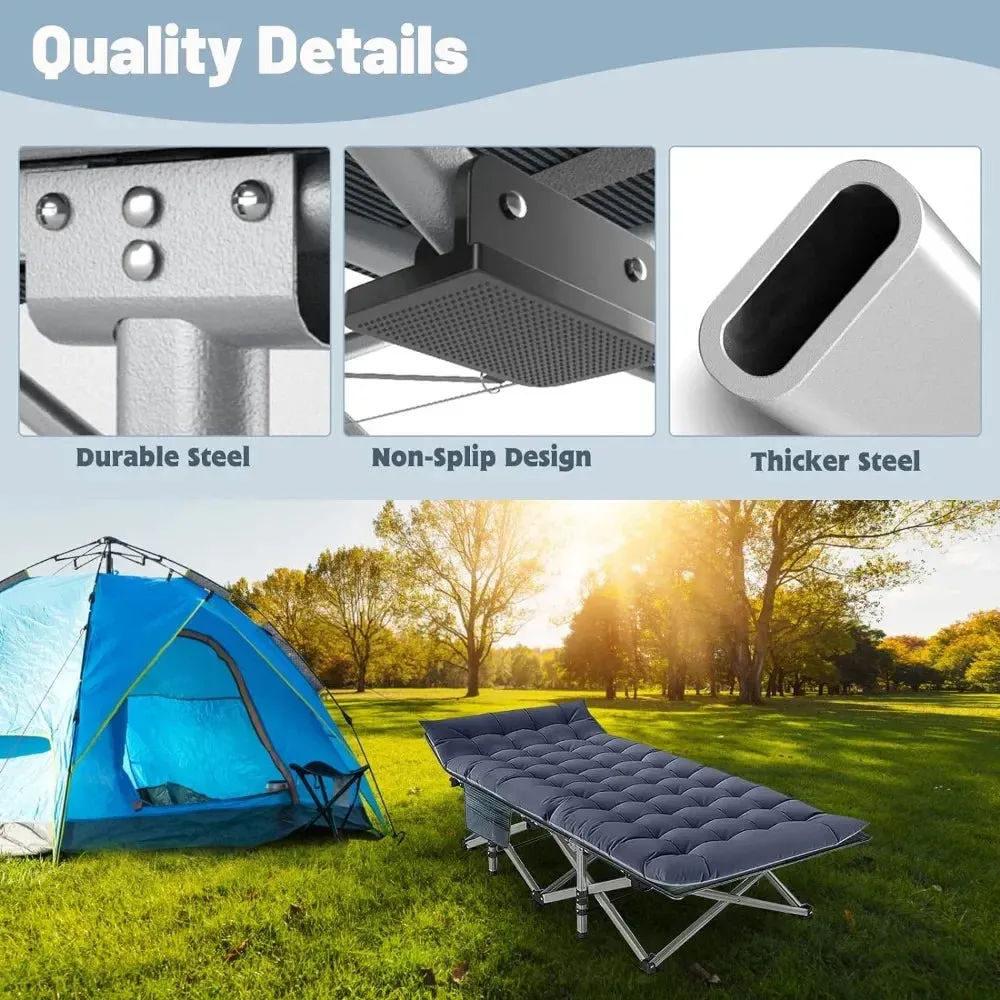 Portable Folding Camping Cot for Adults with Carry Bag - Durable Alloy Steel Frame for Outdoor Travel and Camping