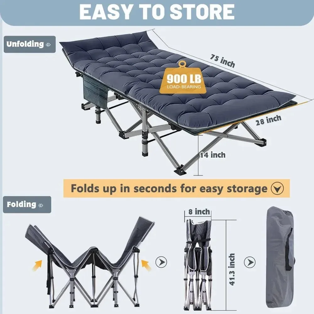 Portable Folding Camping Cot for Adults with Carry Bag - Durable Alloy Steel Frame for Outdoor Travel and Camping