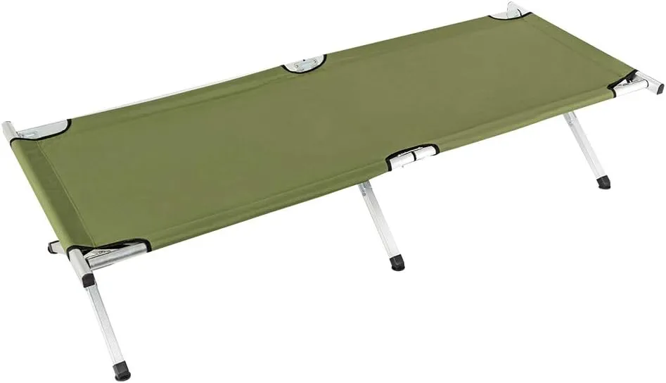 Portable Folding Camping Cot with Carrying Bag Army Green, Aluminum Sleeping Bed Portable for Adult, Patio, Beach, Hiking, Camping, Travel, Office Nap, Outdoor, Indoor