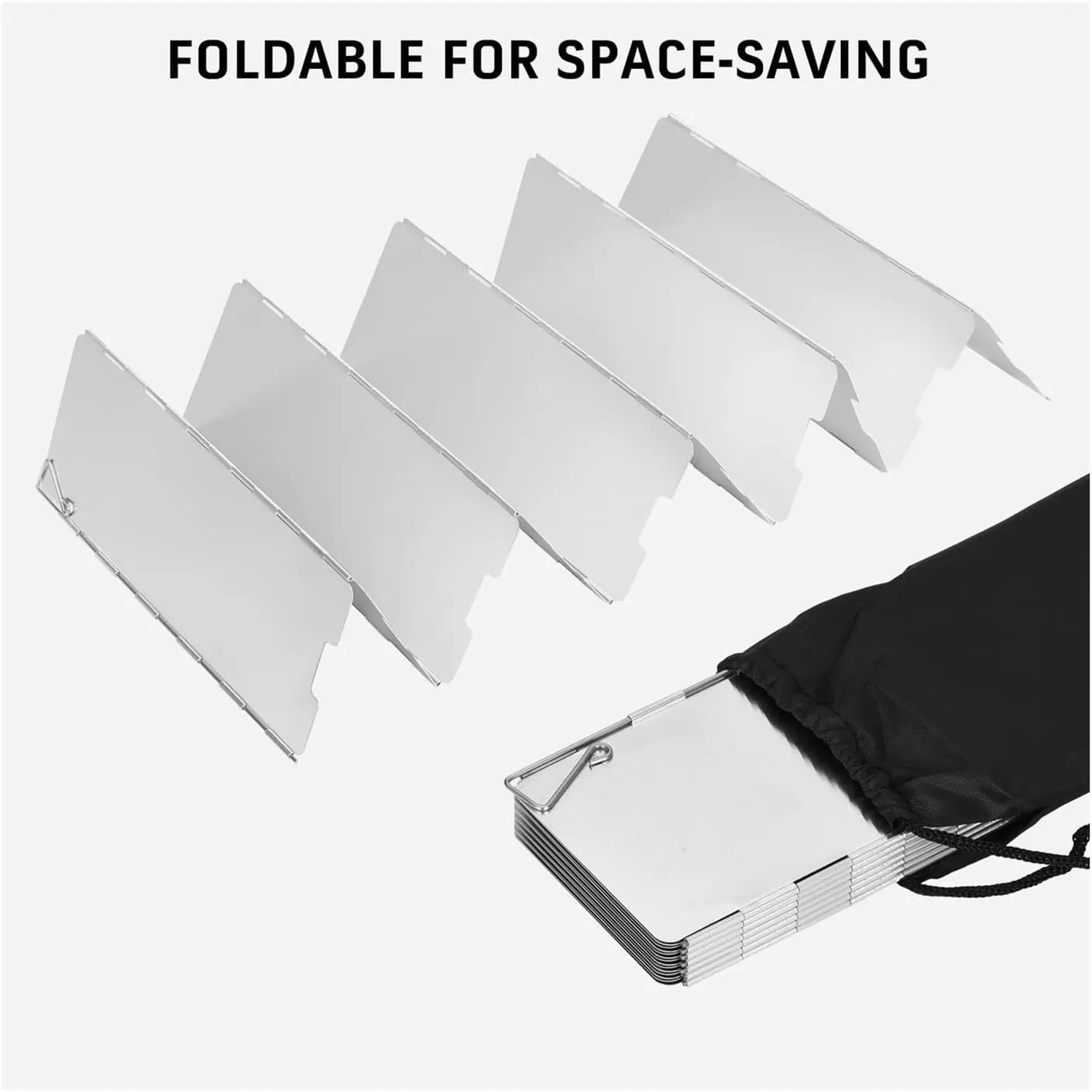 Portable Folding Camping Stove Windscreen 12 Plates Aluminum Windshield with Carrying Bag - Outdoor Cooker Butane Burner Wind Shield(14 Plates Windscreen)