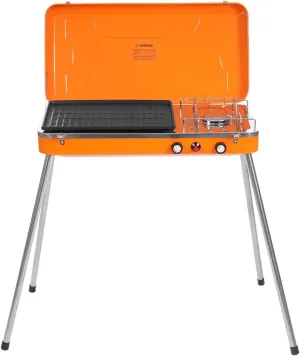 Portable Gas Grill Cooker,2-Burner Propane Camping Stove With Leg Stand,Dual Control Knobs And Wind Guards,Outdoor Grill Stove For Camping Bbq Picnic,Parties