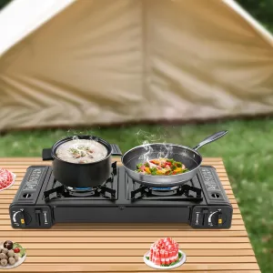 Portable Gas Stove, Butane Camping Stove, Wide Application High Heat Output Auto Ignition High Safety Camping Burner LPG for RV, Apartments, Outdoor