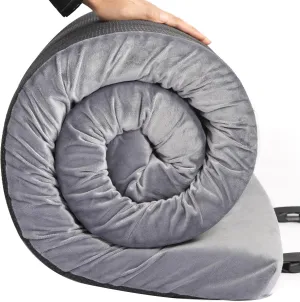 Portable Memory Foam Sleeping Pad - Roll Up Foldable Camping Mattress with Waterproof Cover - Lightweight Travel Bag