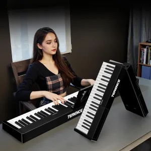 Portable Piano Keyboard 88 key: Upgraded Foldable Piano Keyboard 88 Key Full Size Semi Weighted Keyboard Support MIDI Bluetooth Foldable Keyboard Piano with Sustain Pedal Piano Bag Gift for Beginner