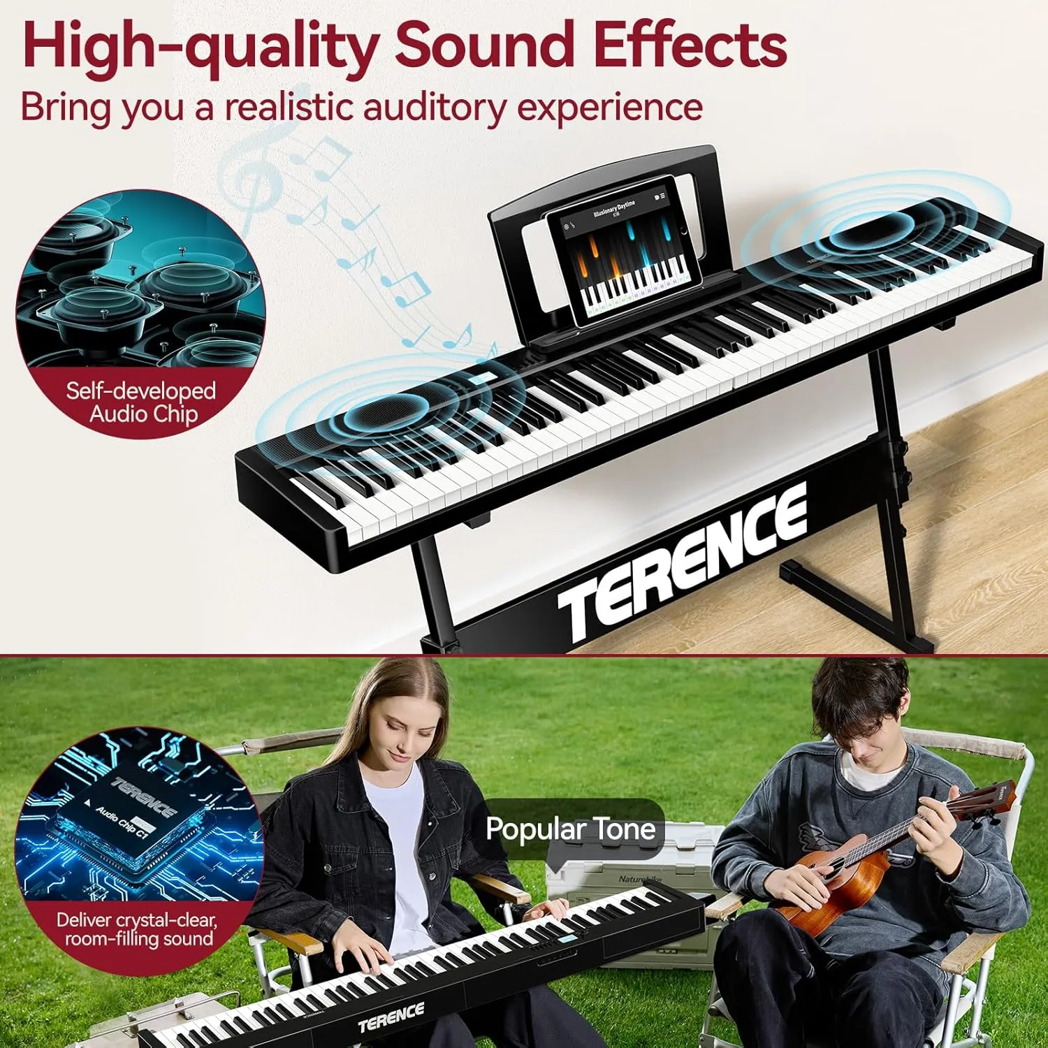 Portable Piano Keyboard 88 key: Upgraded Foldable Piano Keyboard 88 Key Full Size Semi Weighted Keyboard Support MIDI Bluetooth Foldable Keyboard Piano with Sustain Pedal Piano Bag Gift for Beginner
