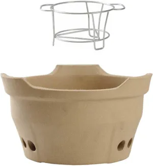 Portable Pottery Barbecue Stove, Mini Clay Charcoal Grill For Outdoor Camping, Stainless Steel Grill, Traditional Ceramic