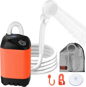 Portable Shower for Camping, 7800mAh Rechargeable Camping Shower Pump with LED Display of Battery Level and Temperature, Suitable for Camping, Outdoor Shower, Pet Bath, Car Washing